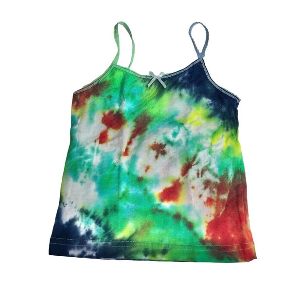 Colorful Tie-Dye Toddler Tank Top 2-3T With Ribbon Detail Cotton - Picture 1 of 6